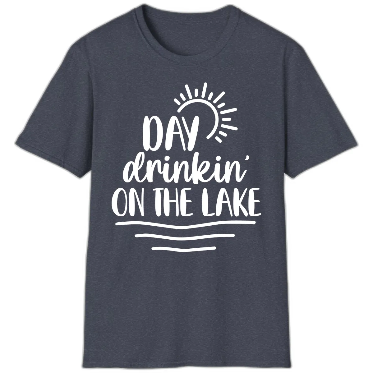 Day Drinkin On The Lake Design T-Shirt in Heather Navy