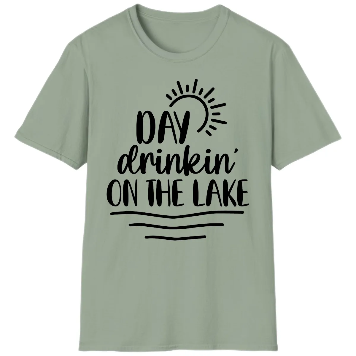 Day Drinkin On The Lake Design T-Shirt in Sage