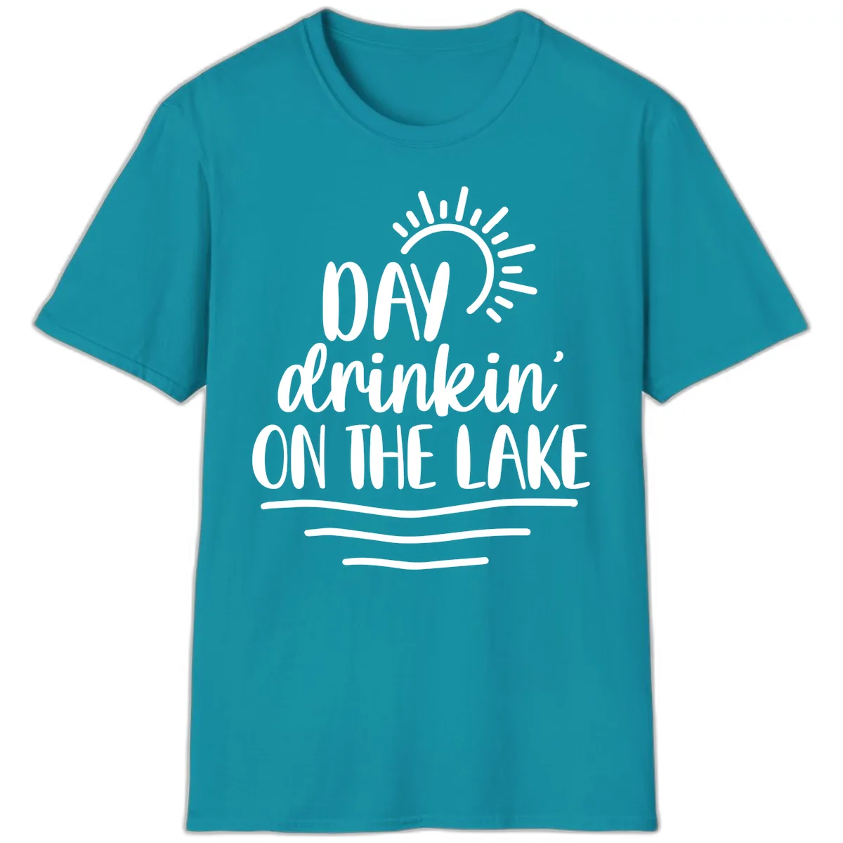 Day Drinkin On The Lake Design T-Shirt in Tropical Blue