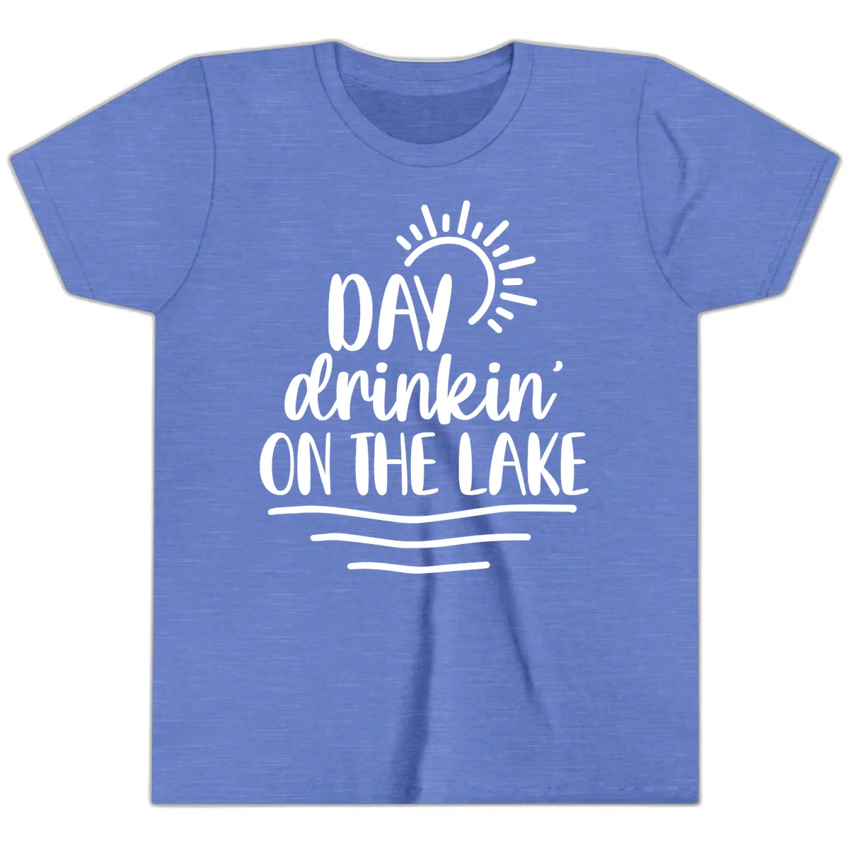 Day Drinkin On The Lake Design Youth T-Shirt in Heather Columbia Blue