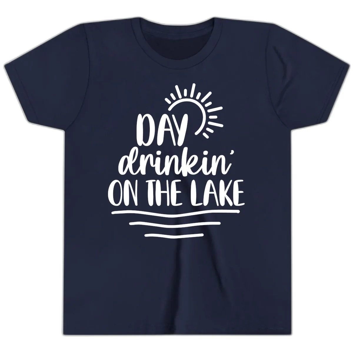 Day Drinkin On The Lake Design Youth T-Shirt in Navy