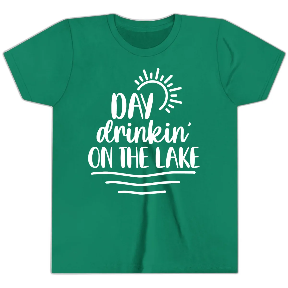Day Drinkin On The Lake Design Youth T-Shirt in Kelly