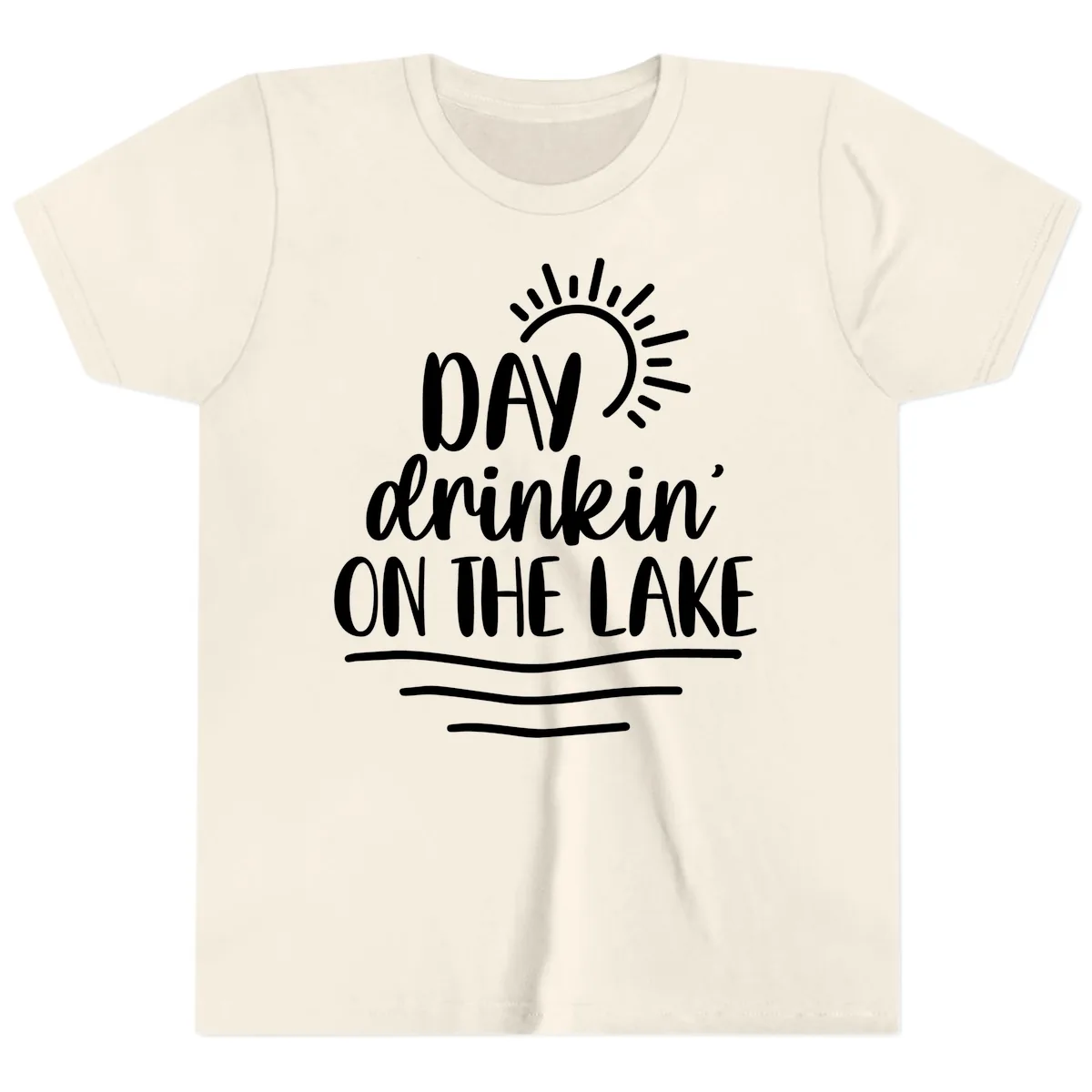 Day Drinkin On The Lake Design Youth T-Shirt in Natural