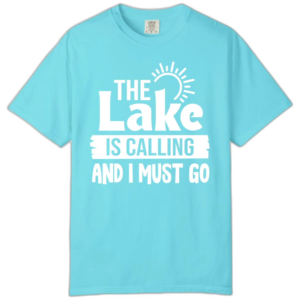 The Lake Is Calling And I Must Go Comfort Color in Lagoon Blue
