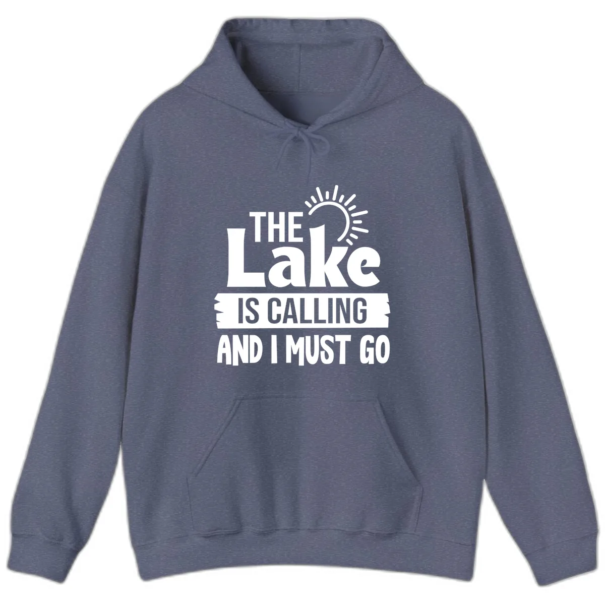 The Lake Is Calling And I Must Go Hoodie in Heather Navy