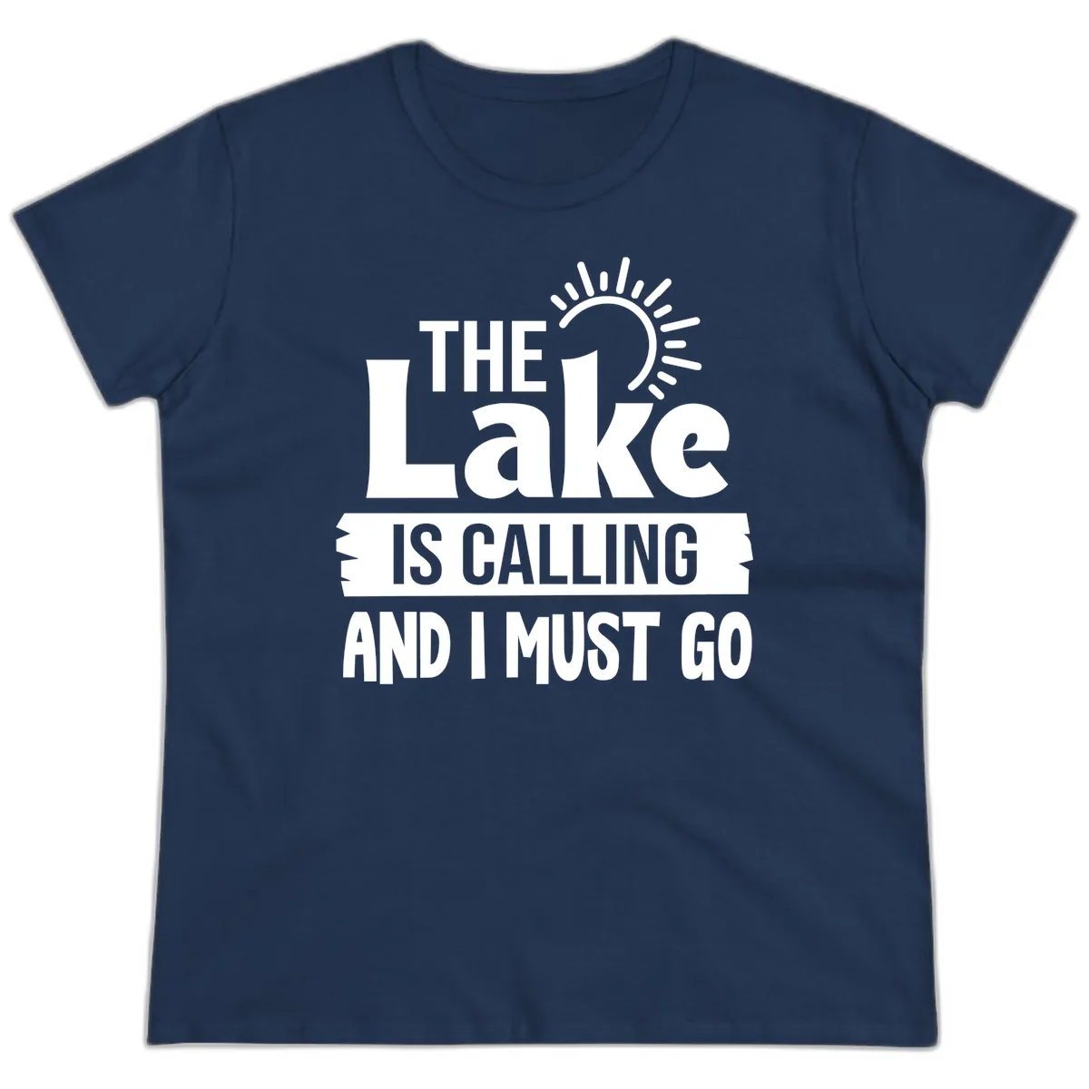 The Lake Is Calling And I Must Go Ladies Tee in Navy