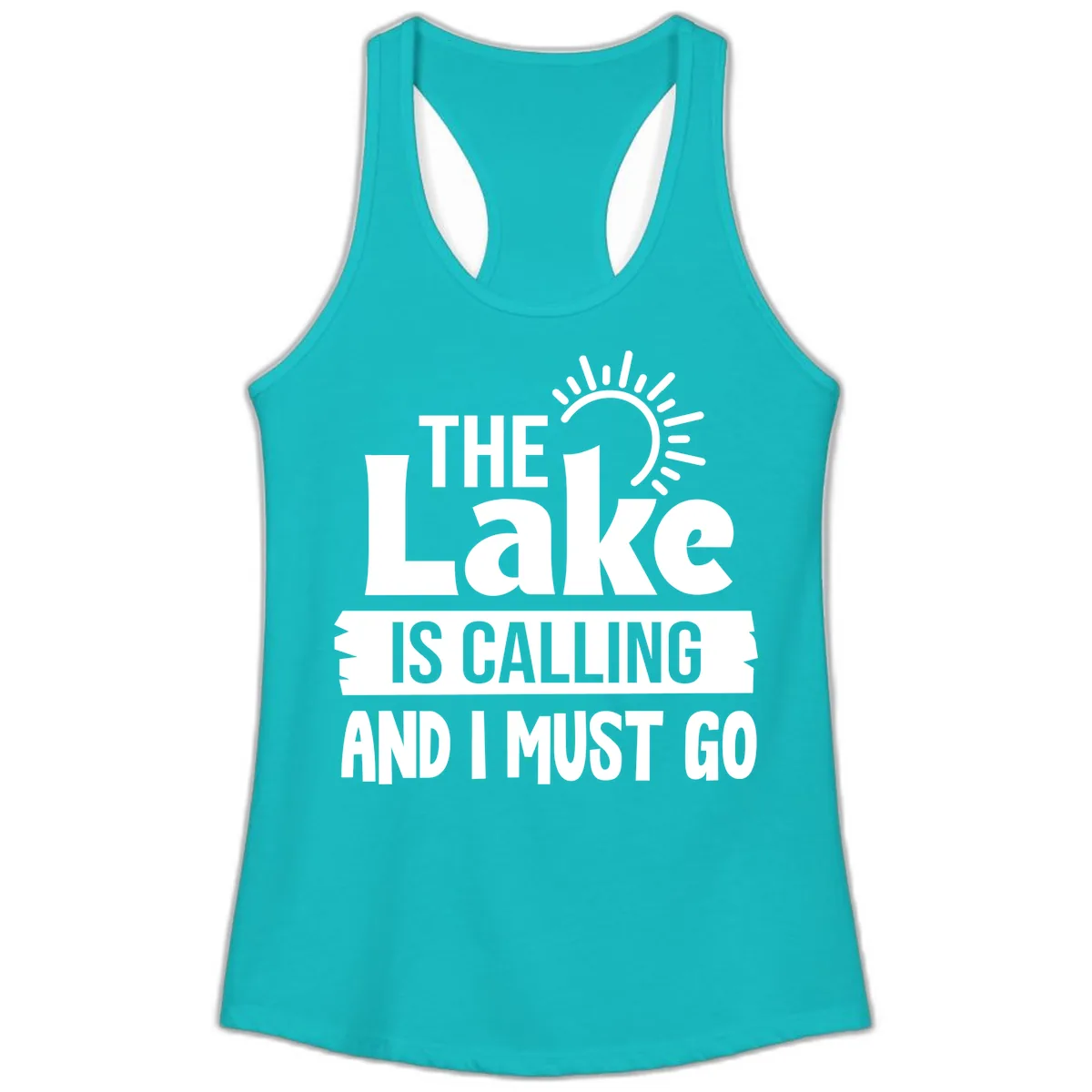 The Lake Is Calling And I Must Go Ladies Tank in Tahiti Blue