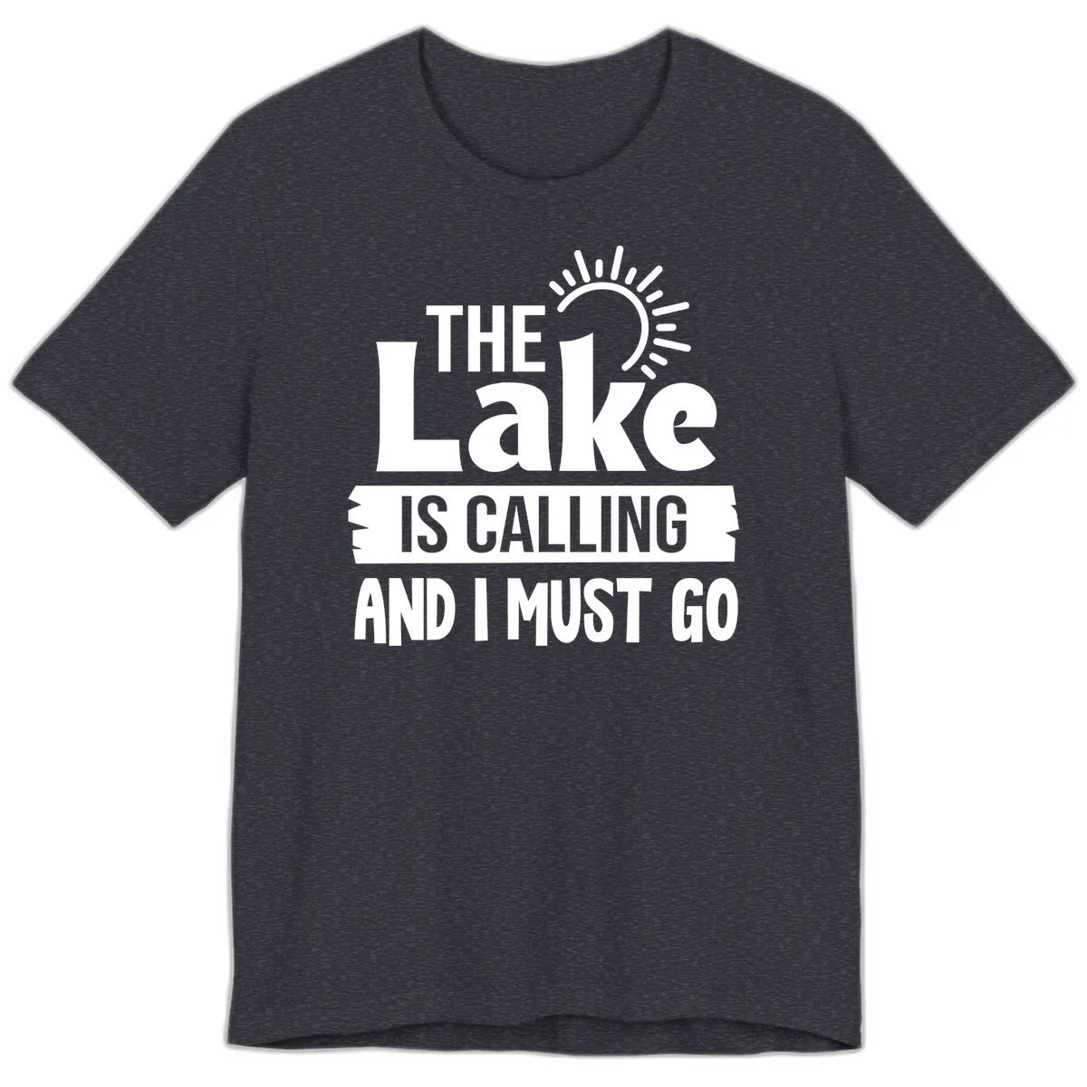 The Lake Is Calling And I Must Go Premium T-Shirt in Heather Navy