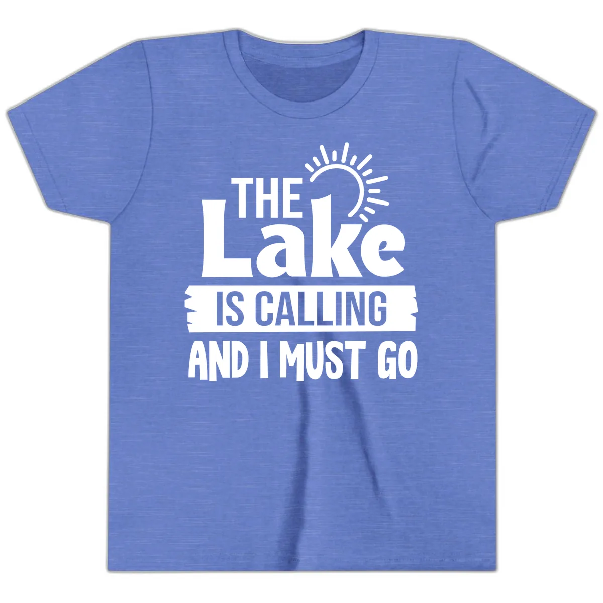 The Lake Is Calling And I Must Go Youth T-Shirt in Heather Columbia Blue