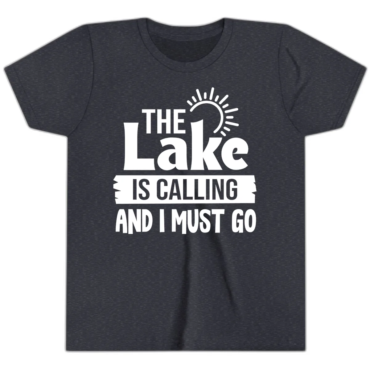 The Lake Is Calling And I Must Go Youth T-Shirt in Heather Navy