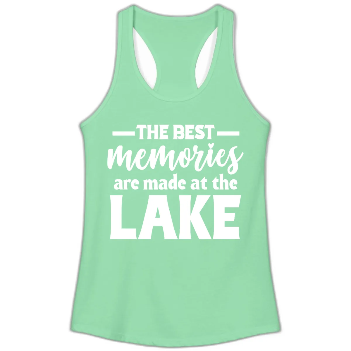 The Best Memories Are Made At The Lake Ladies Tank in Solid Mint