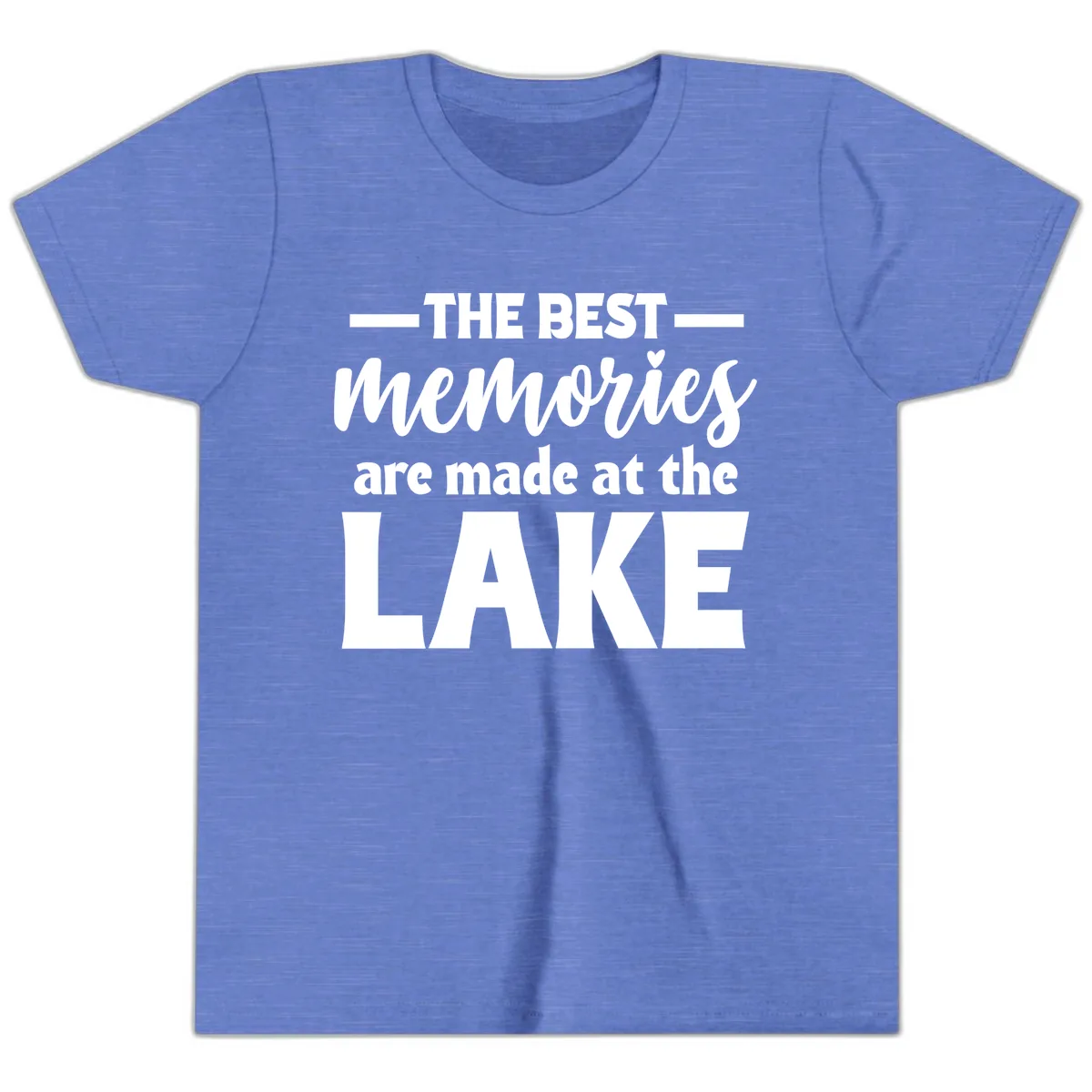 The Best Memories Are Made At The Lake Youth T-Shirt in Heather Columbia Blue