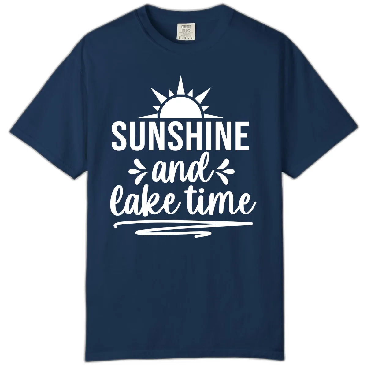 Sunshine And Lake Time Graphic Comfort Color in Navy