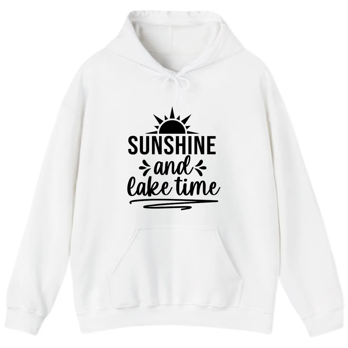 Sunshine And Lake Time Graphic Hoodie in White