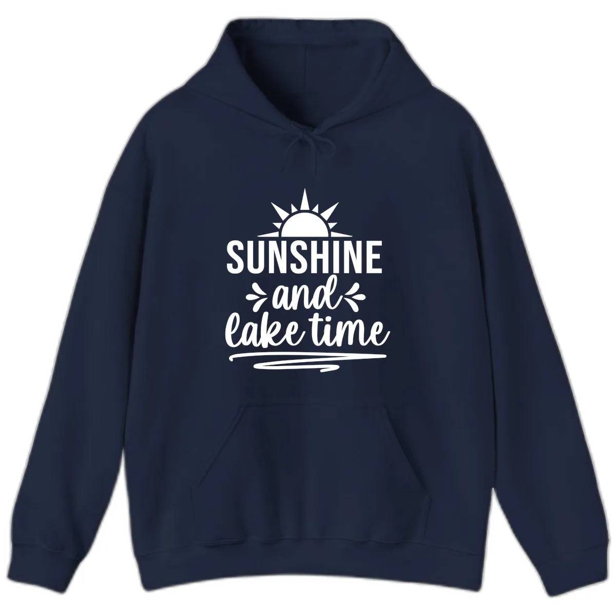 Sunshine And Lake Time Graphic Hoodie in Navy