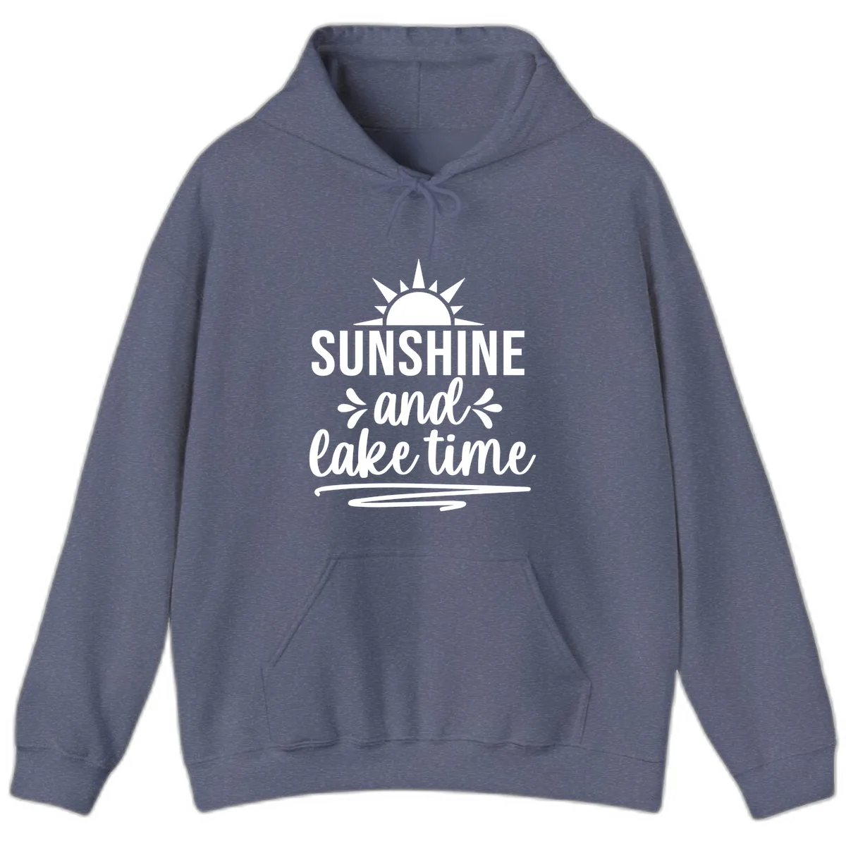 Sunshine And Lake Time Graphic Hoodie in Heather Navy