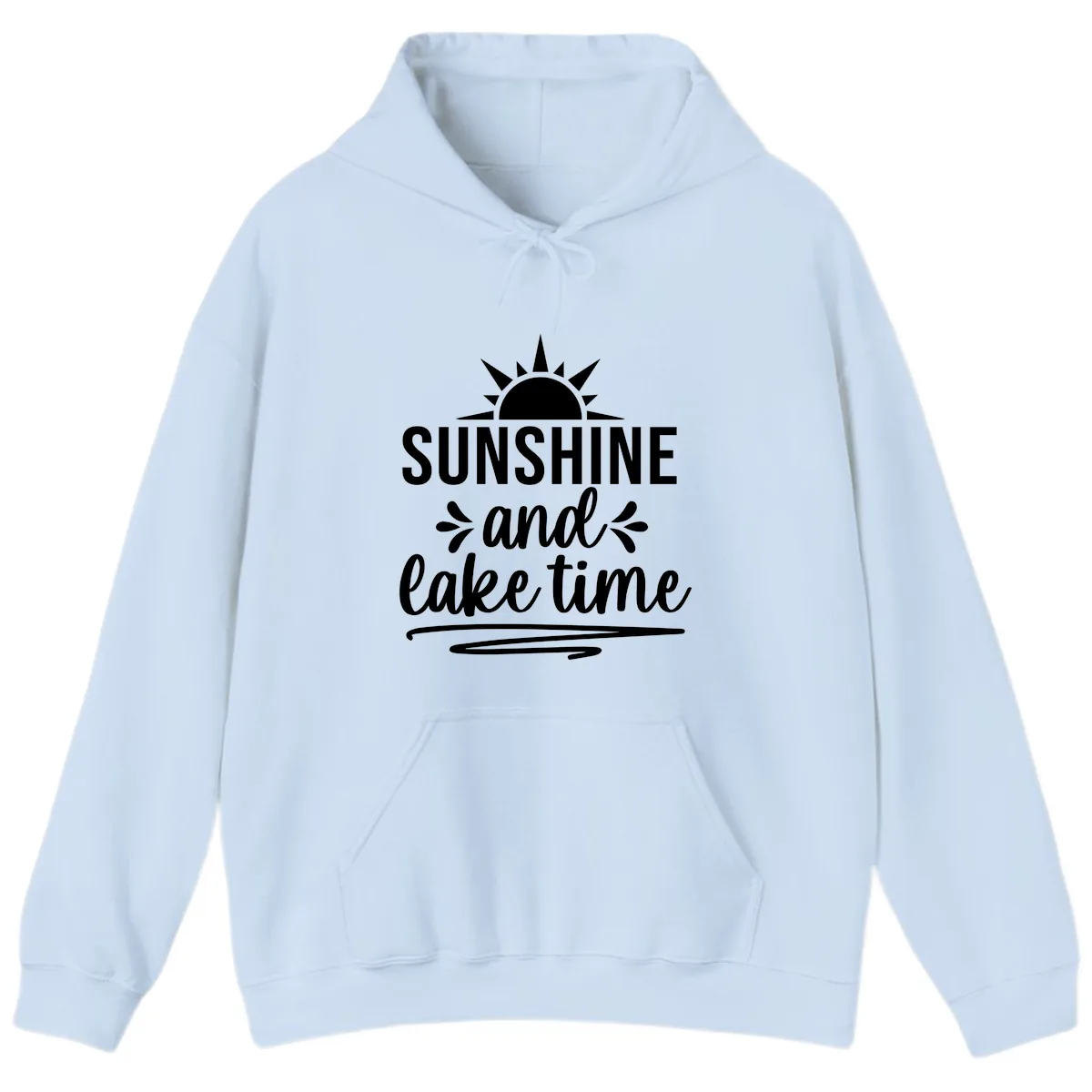 Sunshine And Lake Time Graphic Hoodie in Light Blue
