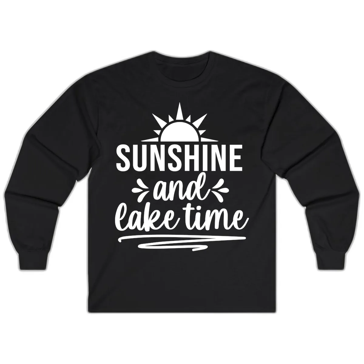 Sunshine And Lake Time Graphic Long Sleeve in Black