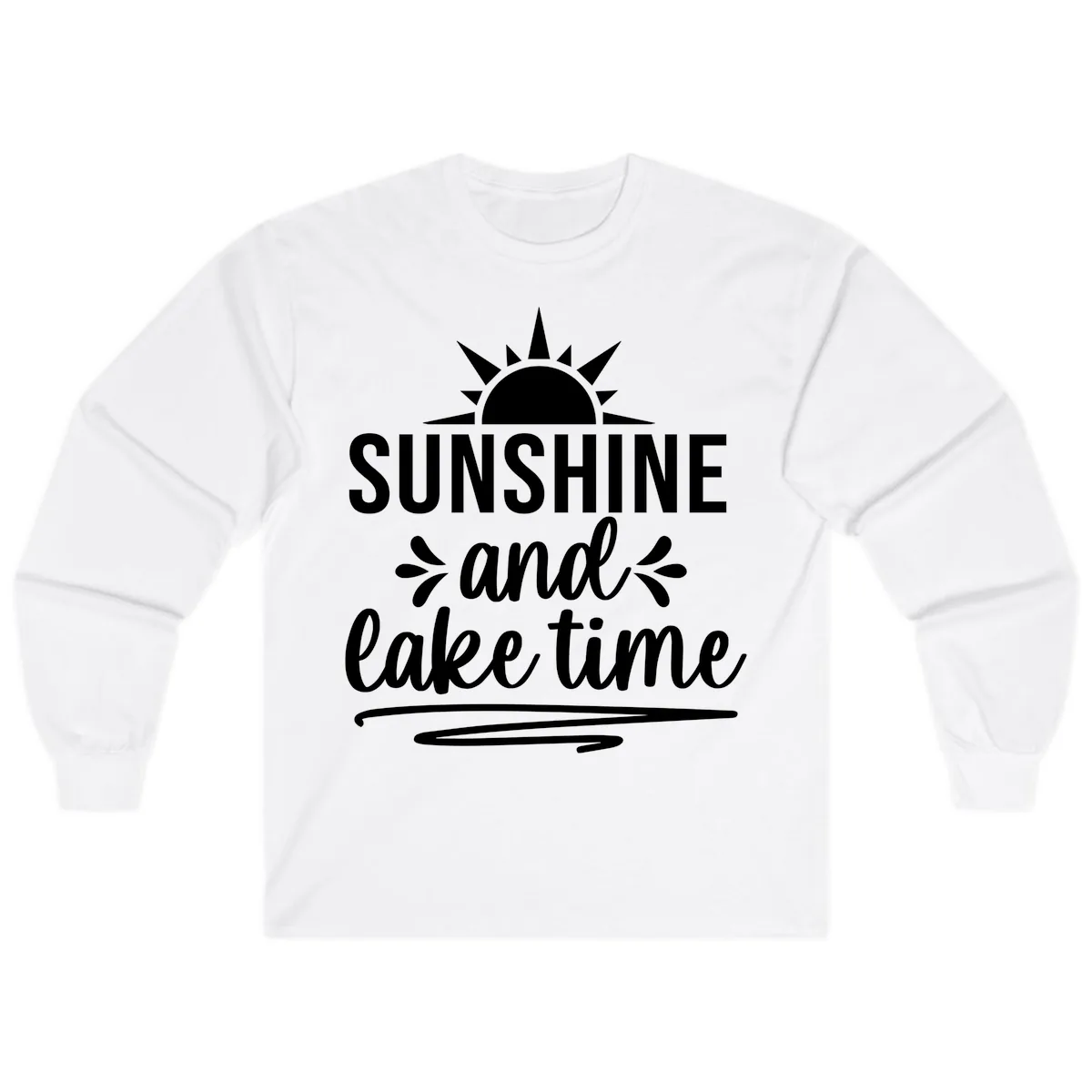 Sunshine And Lake Time Graphic Long Sleeve in White