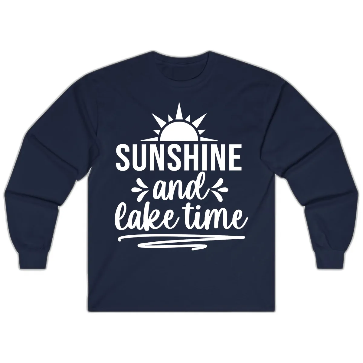 Sunshine And Lake Time Graphic Long Sleeve in Navy