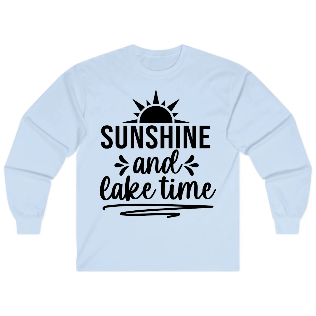 Sunshine And Lake Time Graphic Long Sleeve in Light Blue