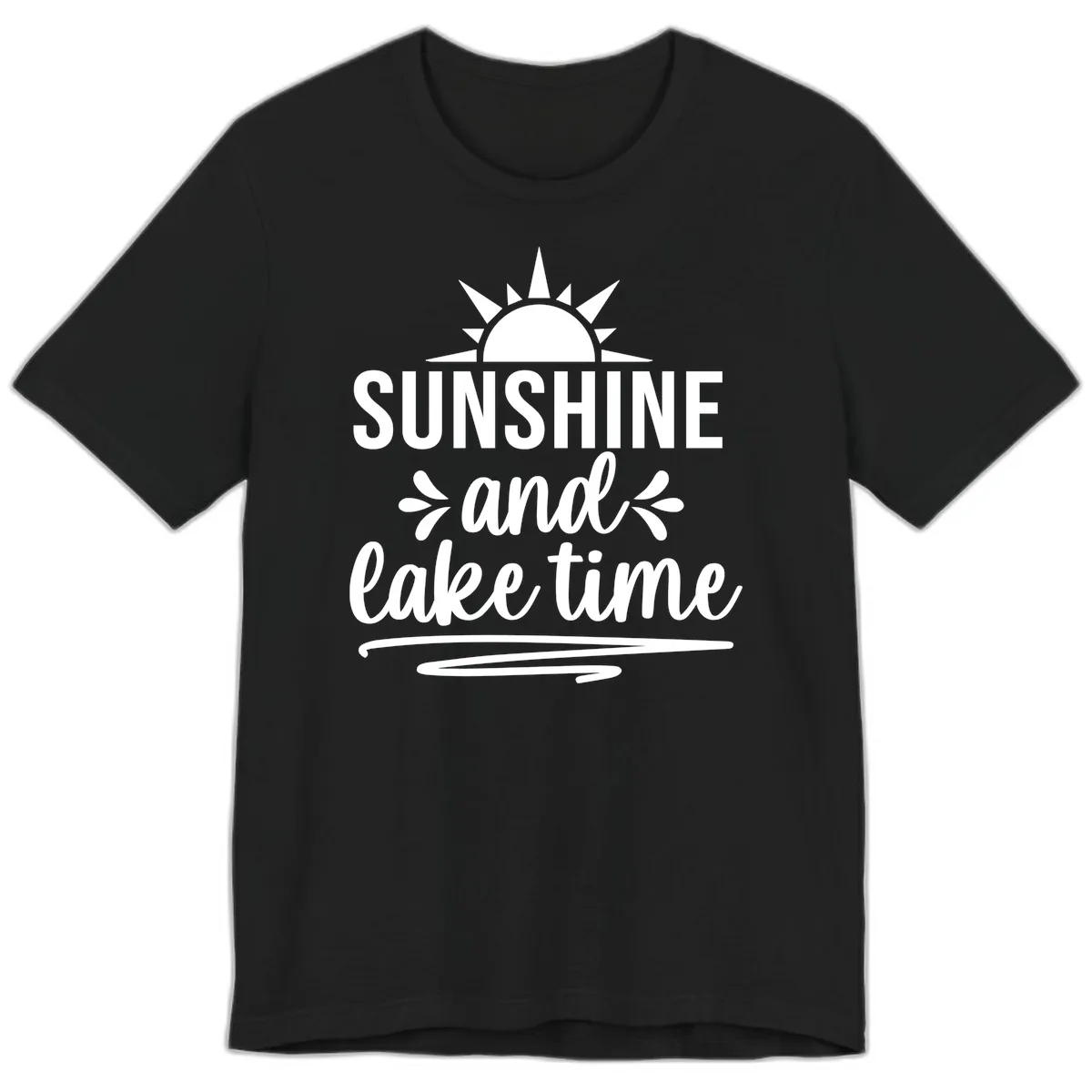 Sunshine And Lake Time Graphic Premium T-Shirt in Black