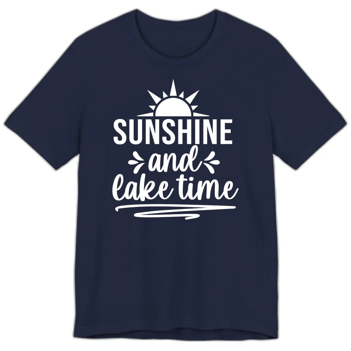 Sunshine And Lake Time Graphic Premium T-Shirt in Navy