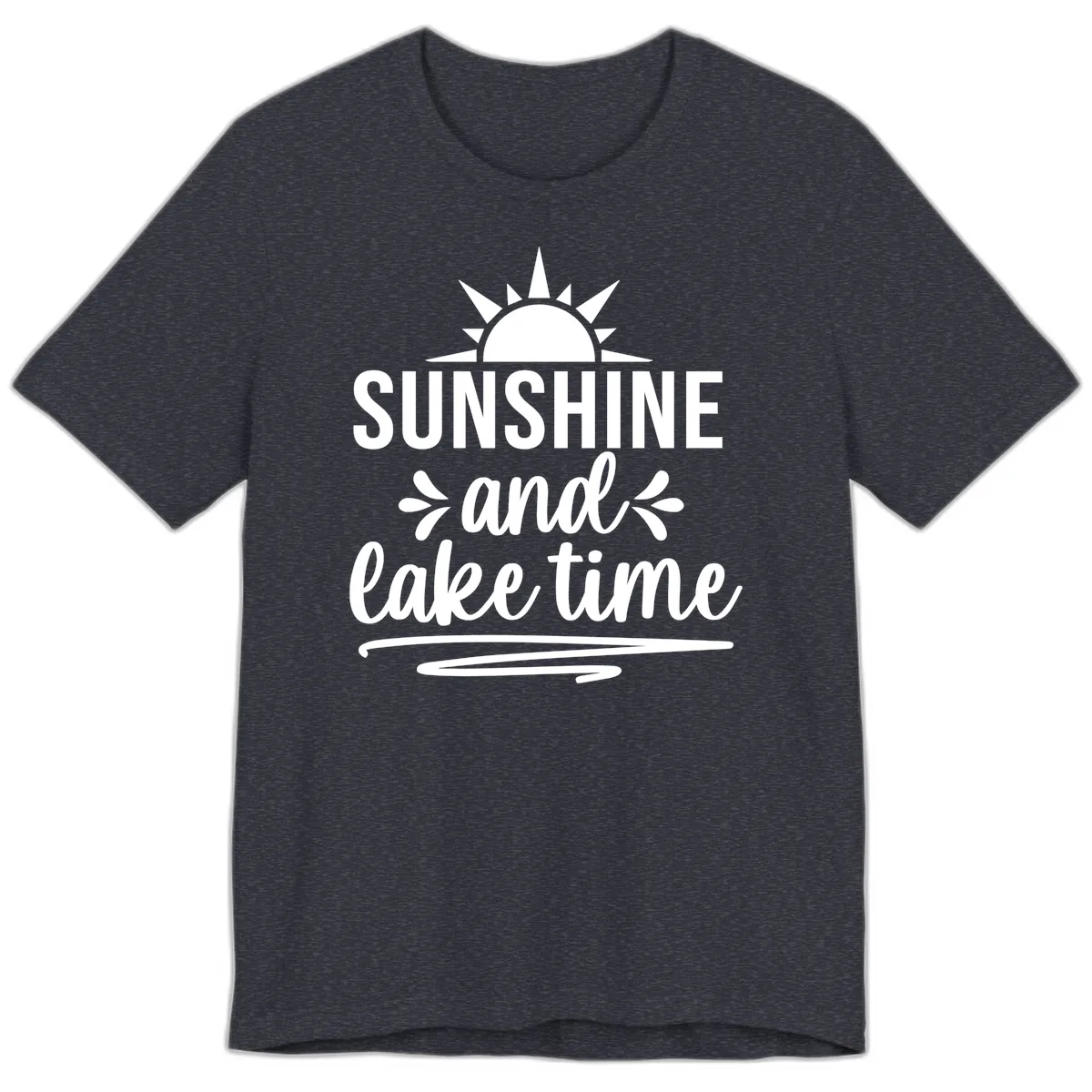 Sunshine And Lake Time Graphic Premium T-Shirt in Heather Navy