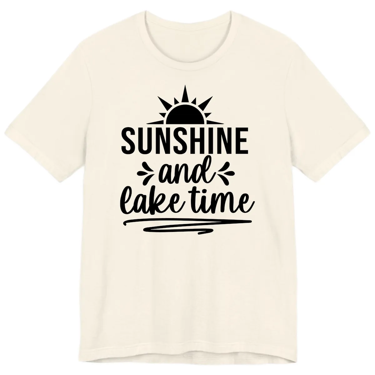 Sunshine And Lake Time Graphic Premium T-Shirt in Natural