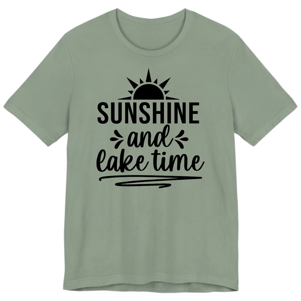 Sunshine And Lake Time Graphic Premium T-Shirt in Sage