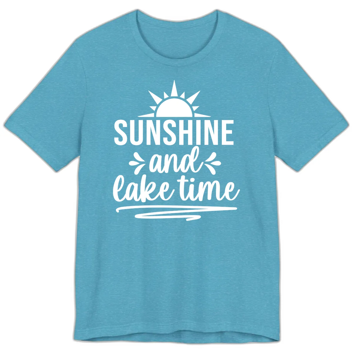 Sunshine And Lake Time Graphic Premium T-Shirt in Heather Aqua