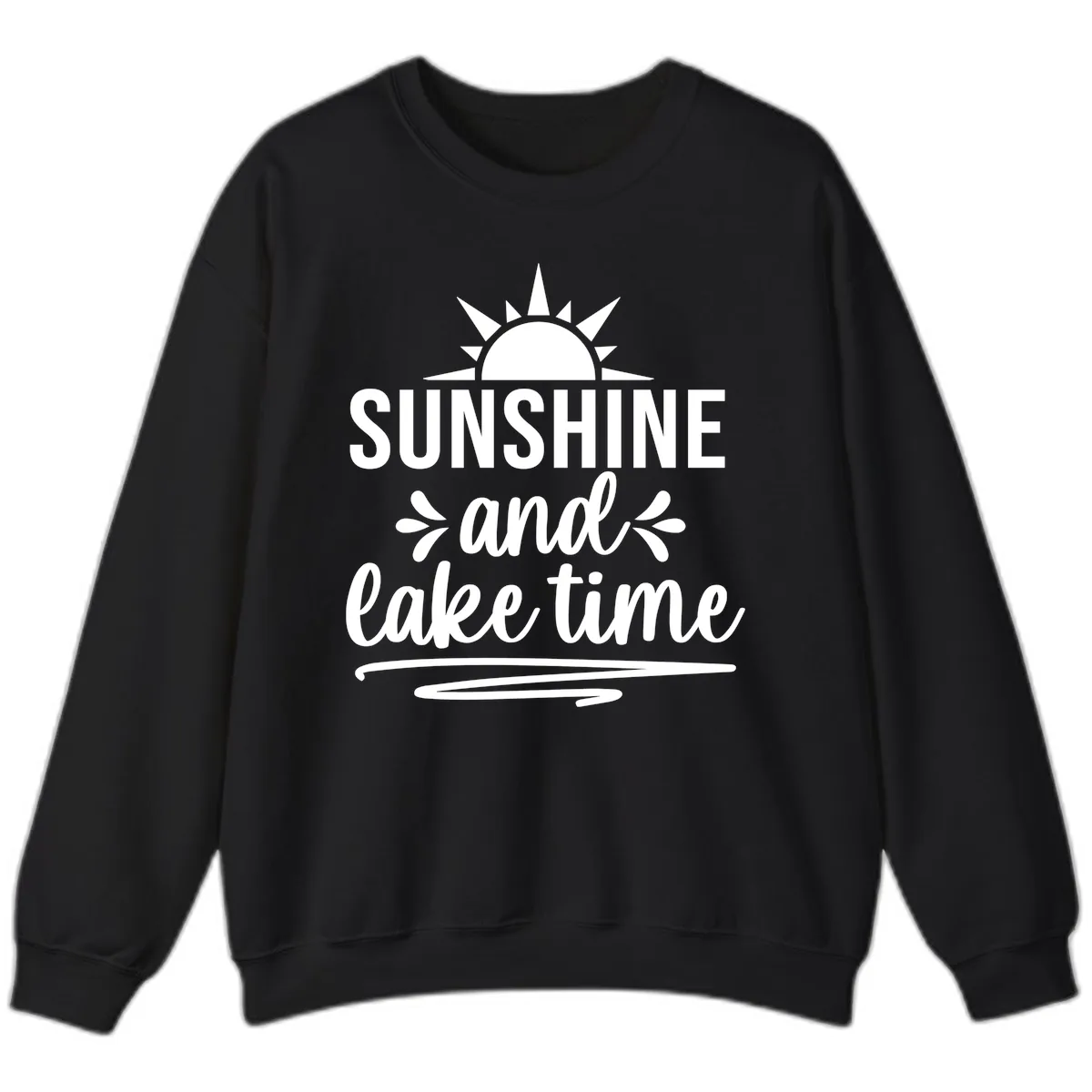 Sunshine And Lake Time Graphic Sweatshirt in Black
