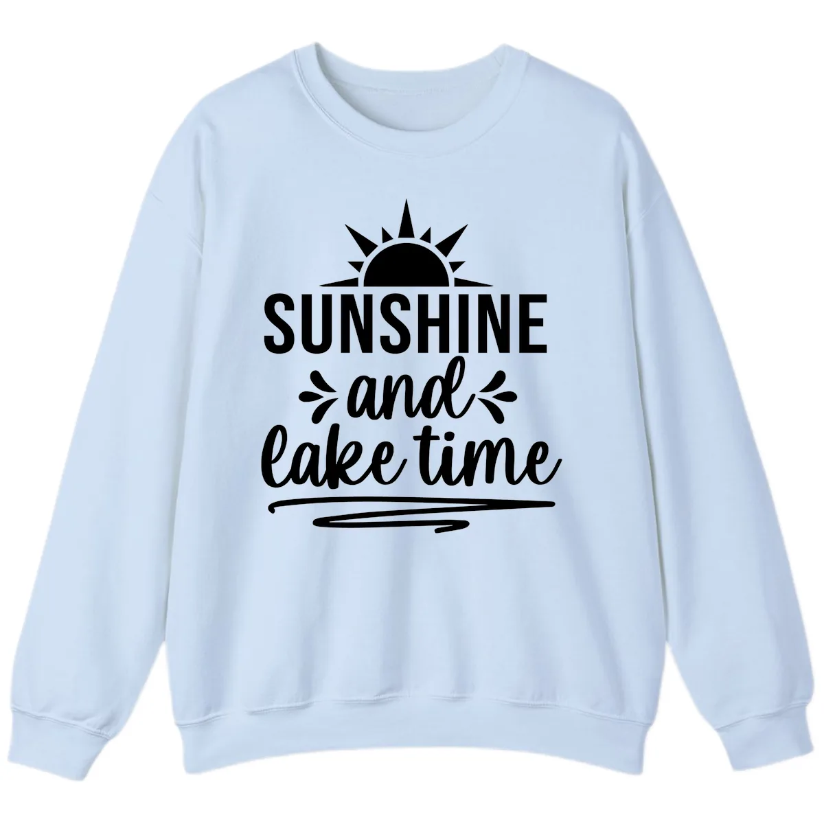 Sunshine And Lake Time Graphic Sweatshirt in Light Blue