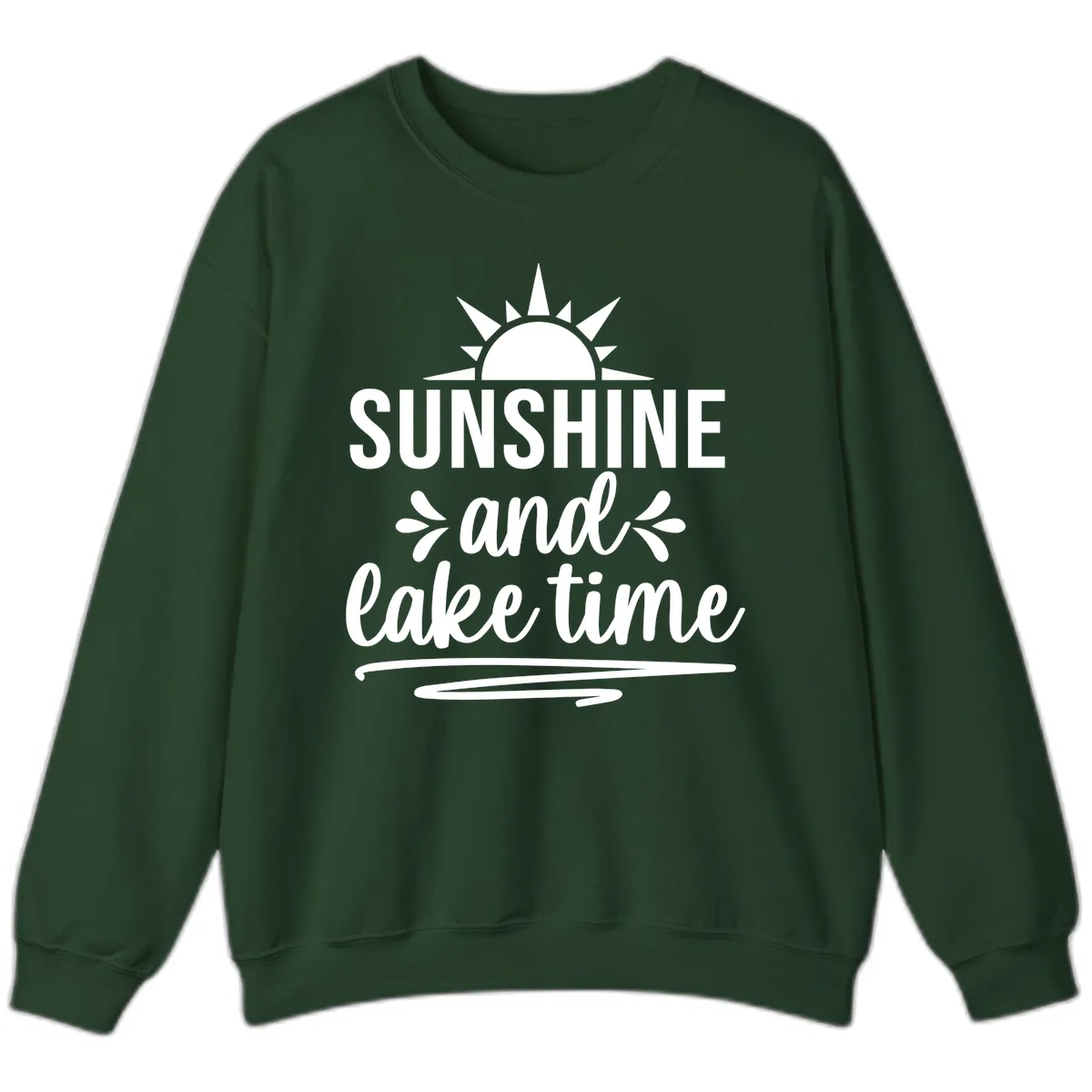 Sunshine And Lake Time Graphic Sweatshirt in Forest Green
