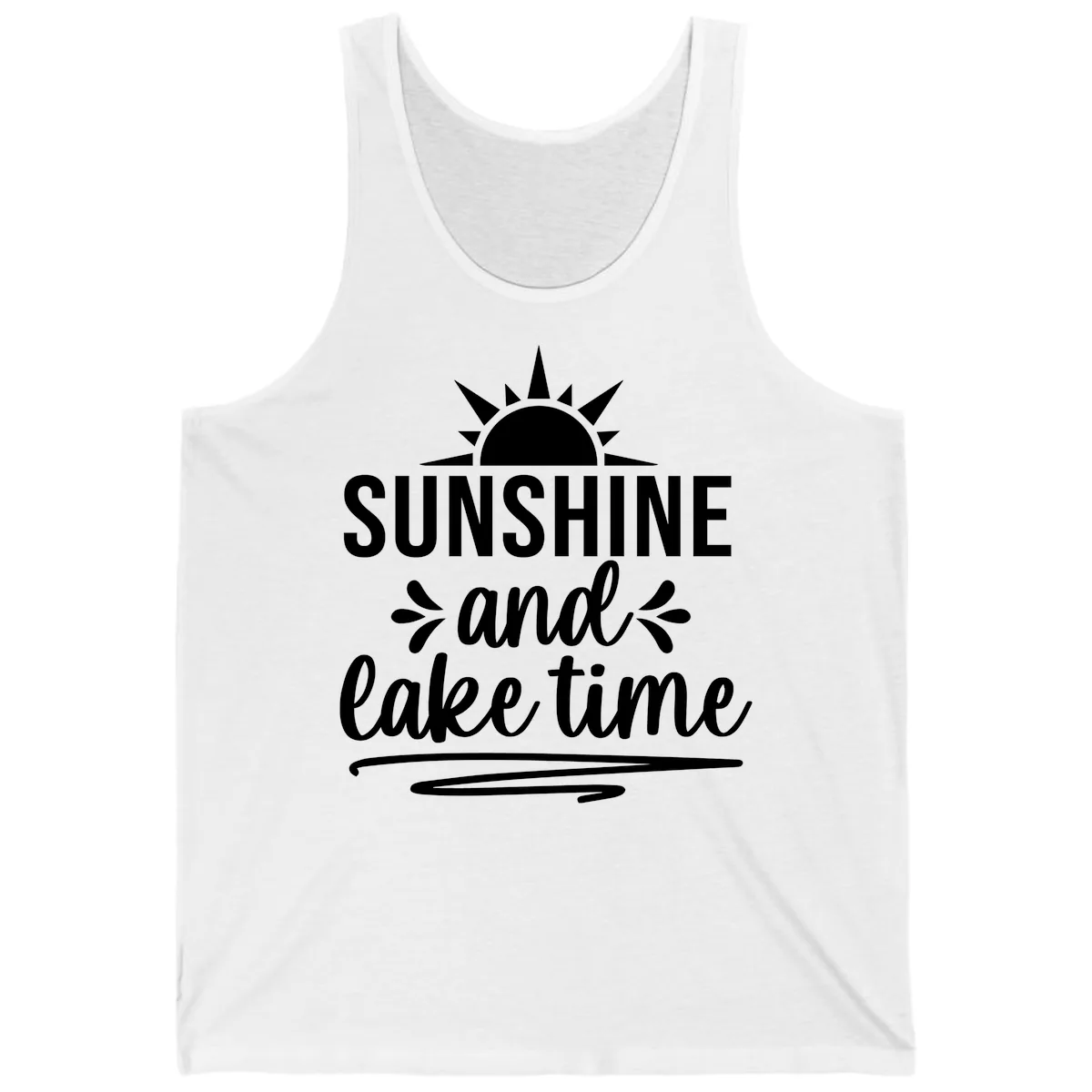 Sunshine And Lake Time Graphic Tank in White