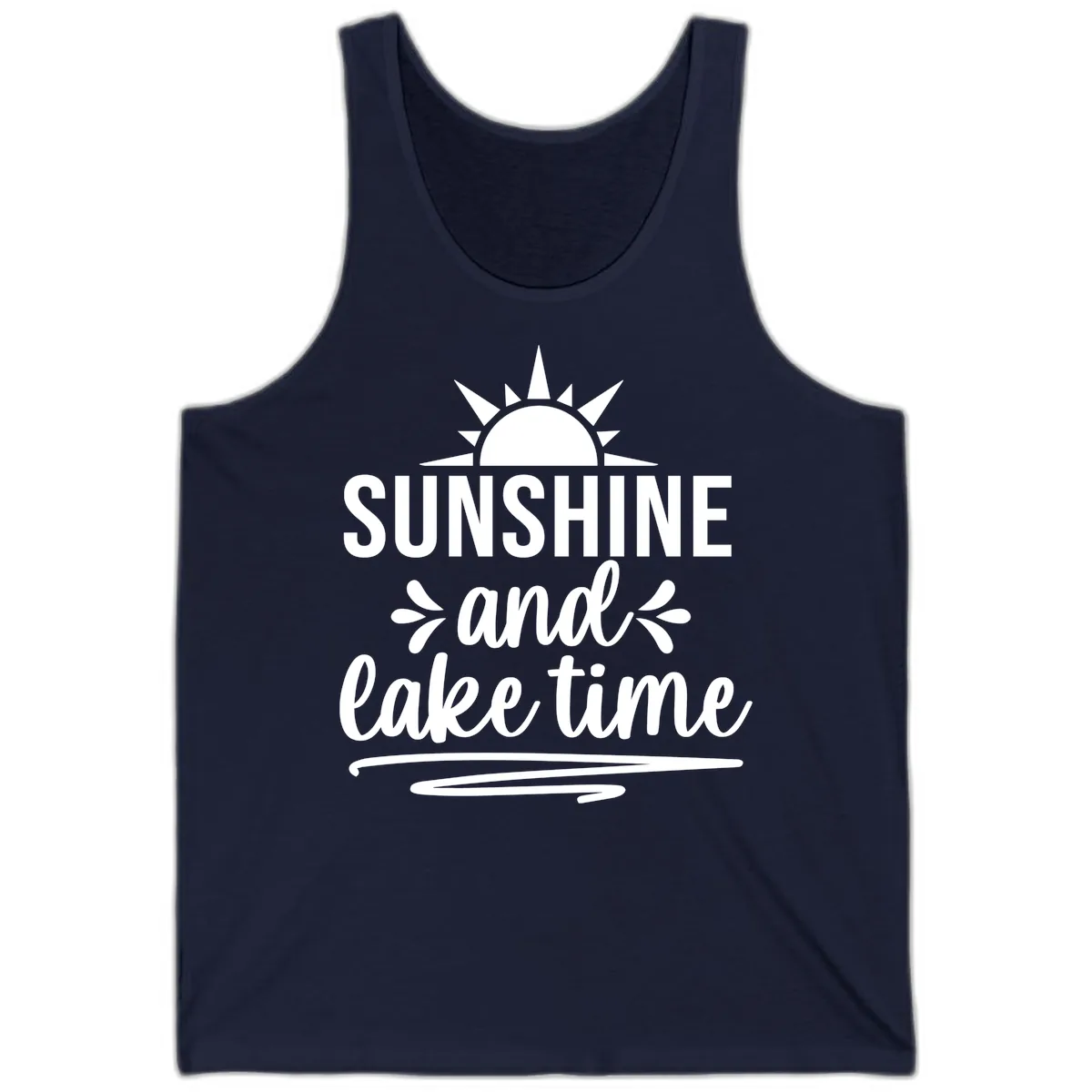 Sunshine And Lake Time Graphic Tank in Navy