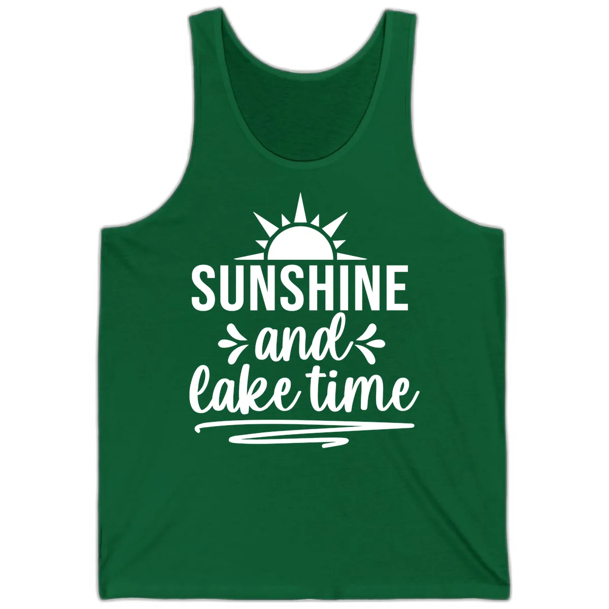 Sunshine And Lake Time Graphic Tank in Kelly