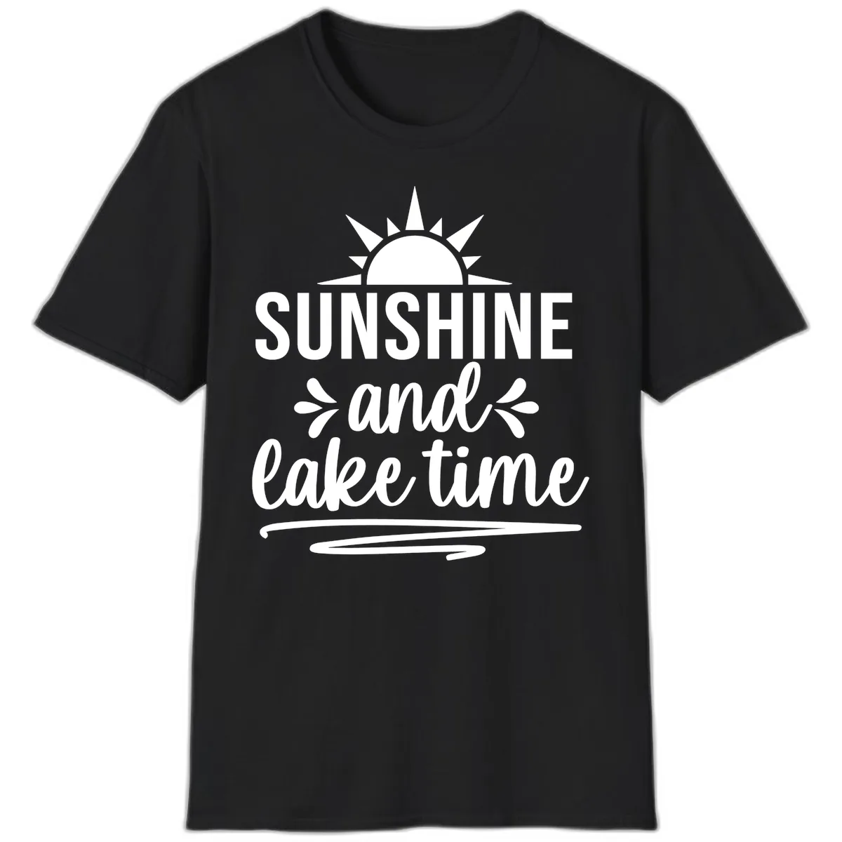 Sunshine And Lake Time Graphic T-Shirt in Black