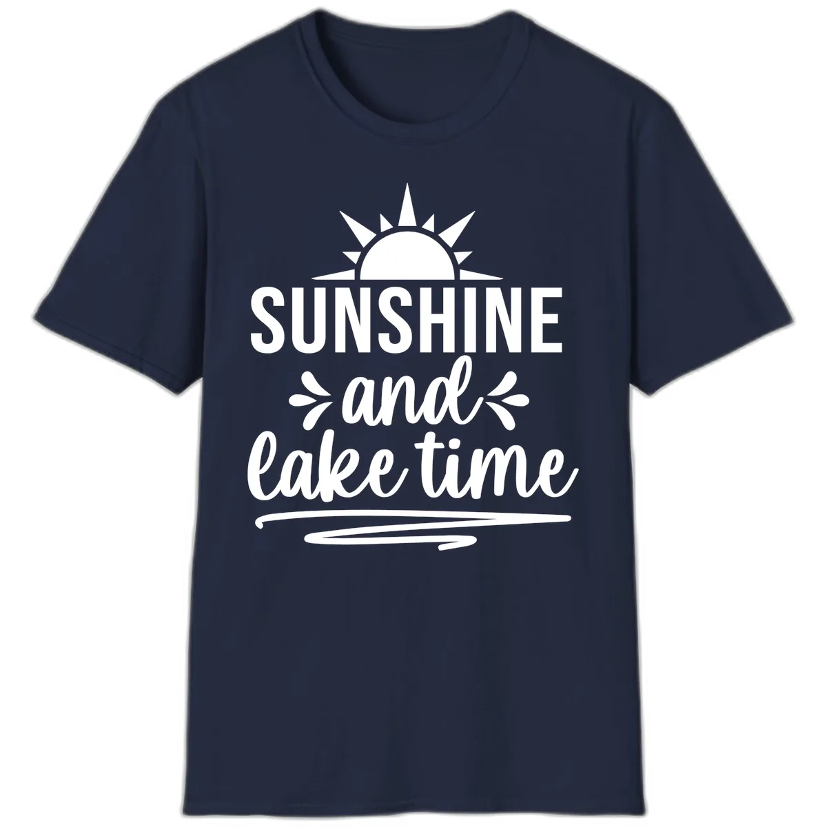 Sunshine And Lake Time Graphic T-Shirt in Navy