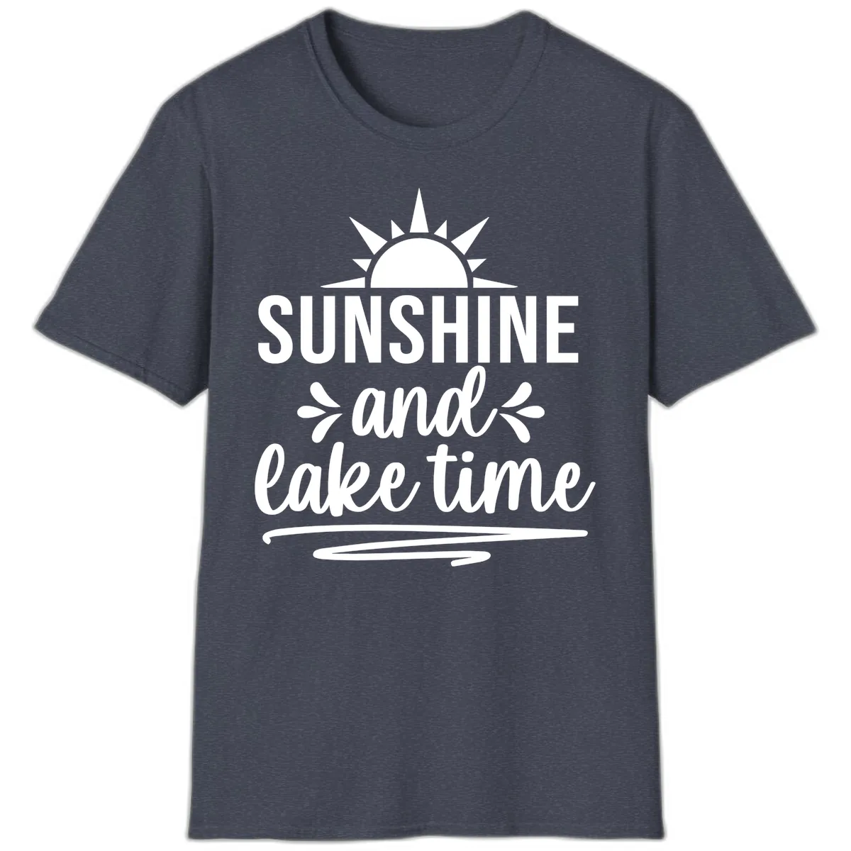 Sunshine And Lake Time Graphic T-Shirt in Heather Navy