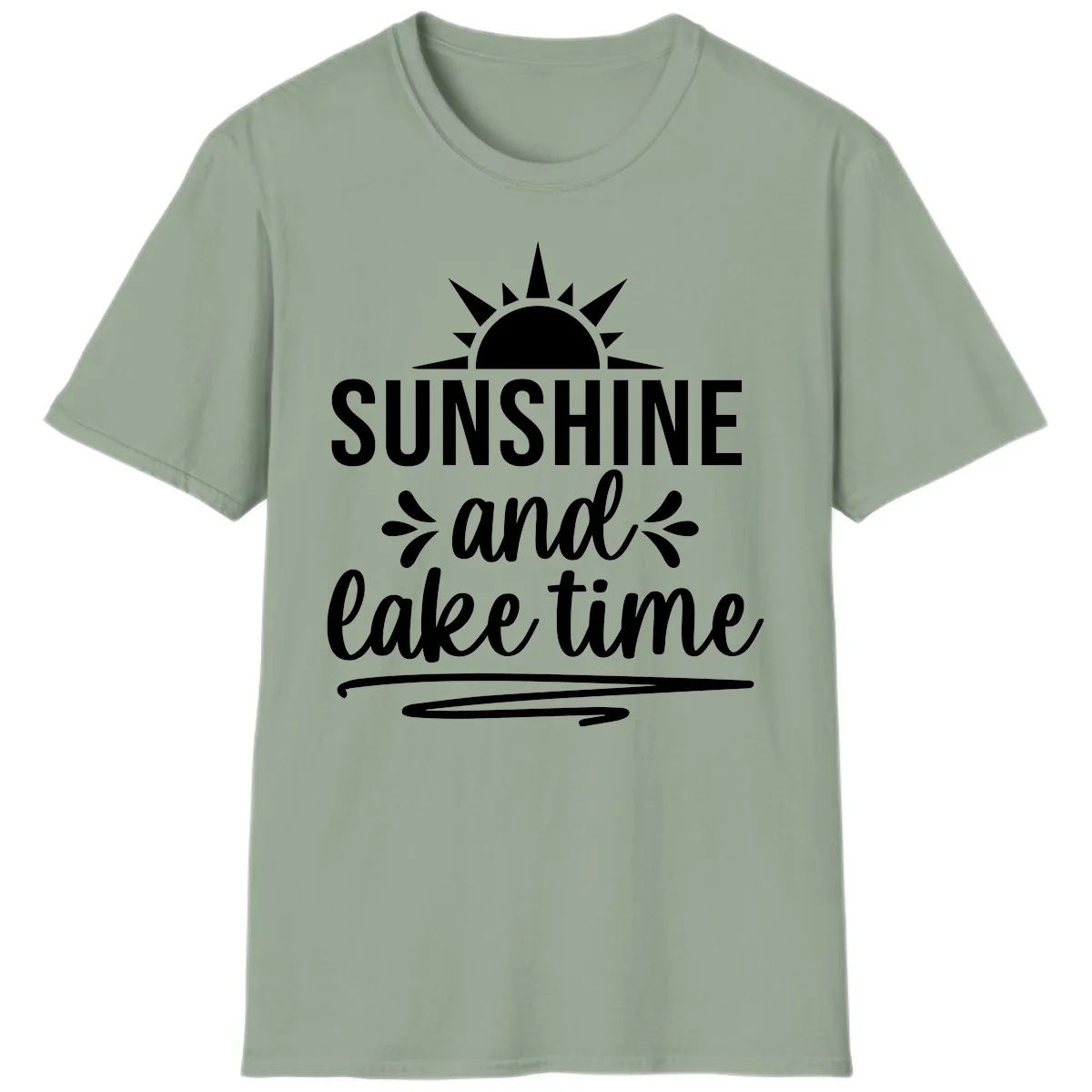 Sunshine And Lake Time Graphic T-Shirt in Sage