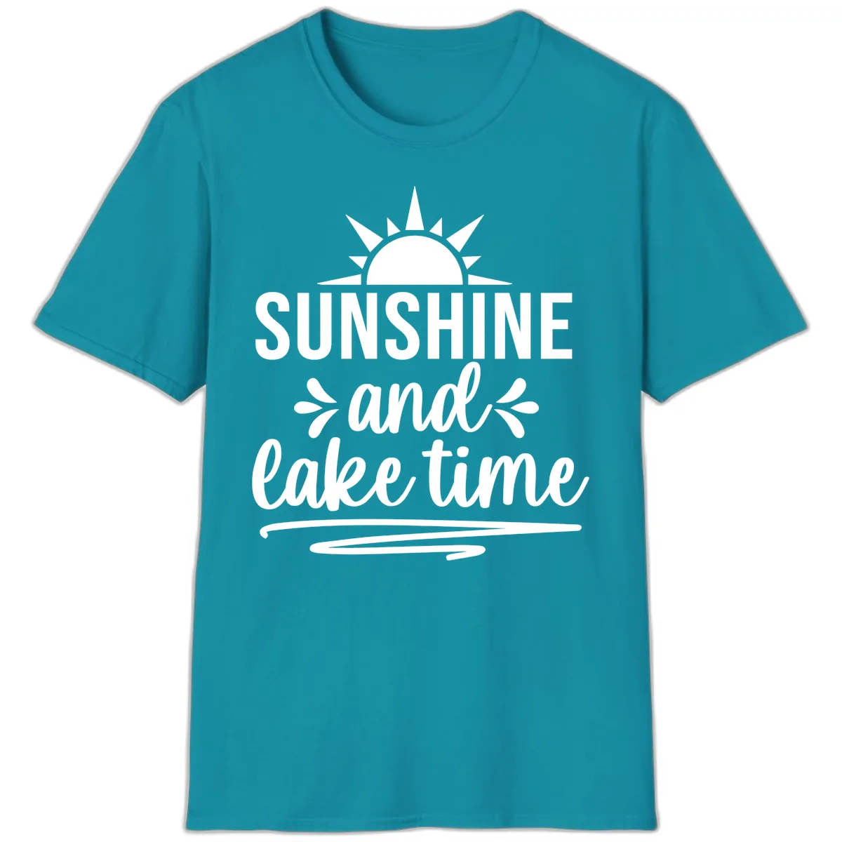 Sunshine And Lake Time Graphic T-Shirt in Tropical Blue