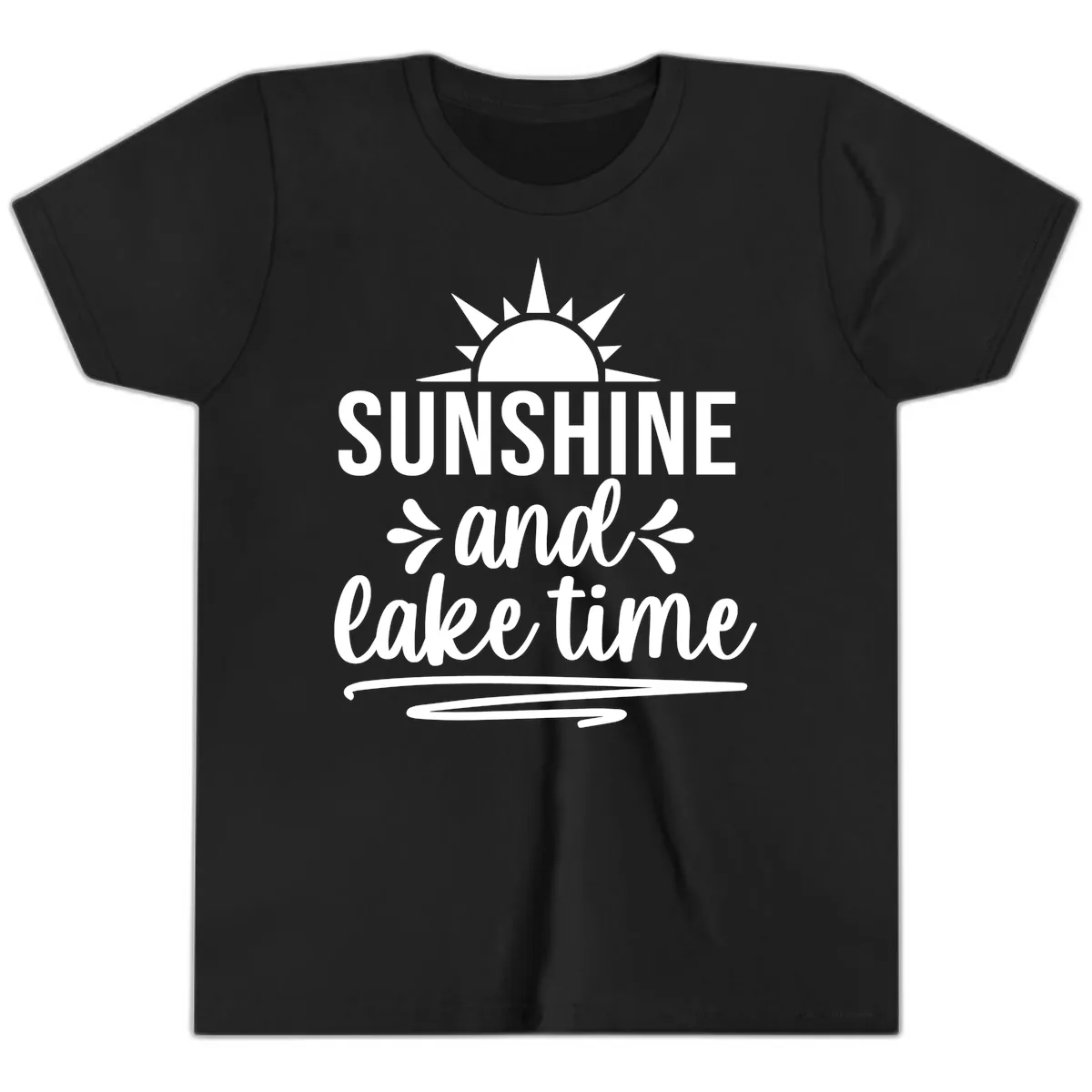Sunshine And Lake Time Graphic Youth T-Shirt in Black