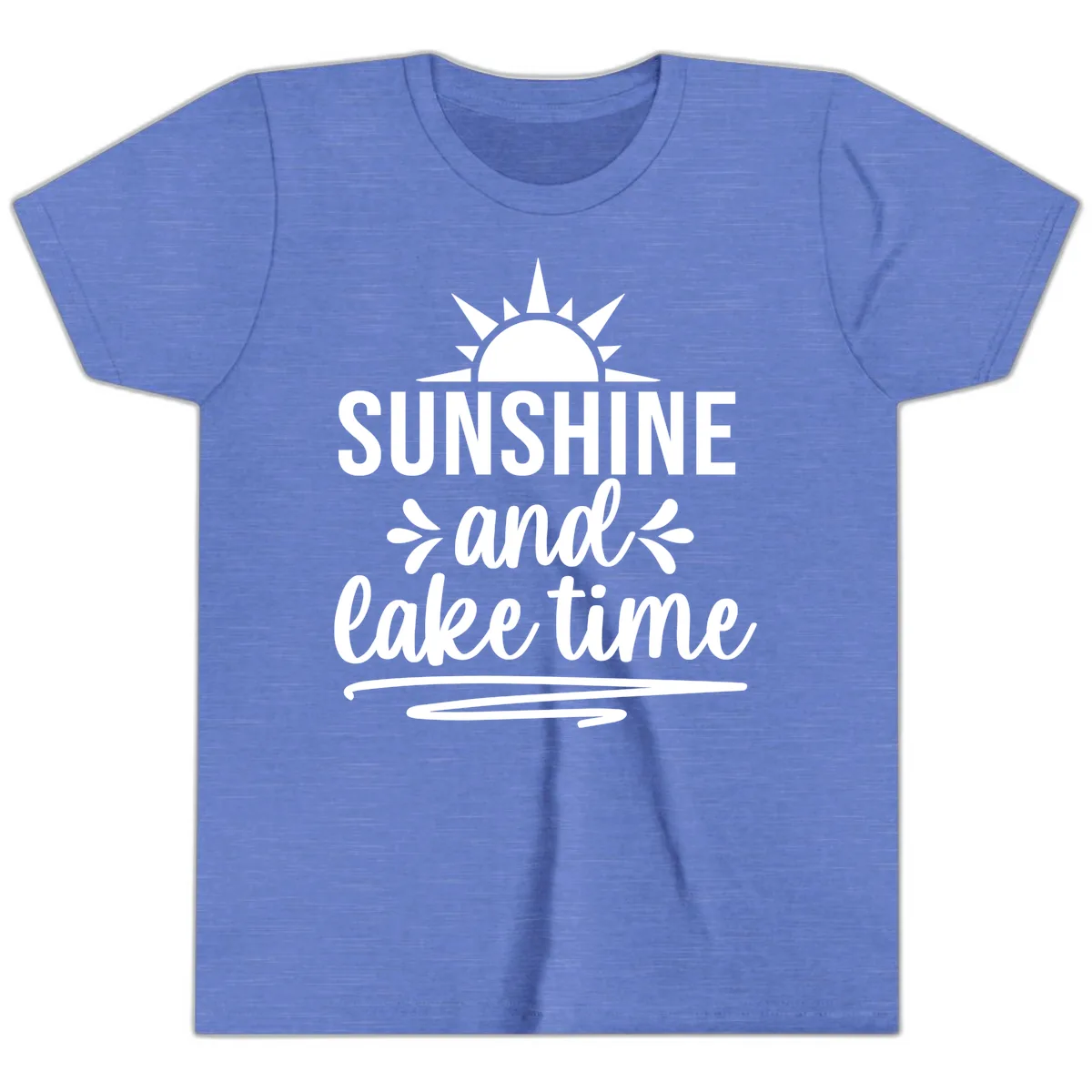 Sunshine And Lake Time Graphic Youth T-Shirt in Heather Columbia Blue