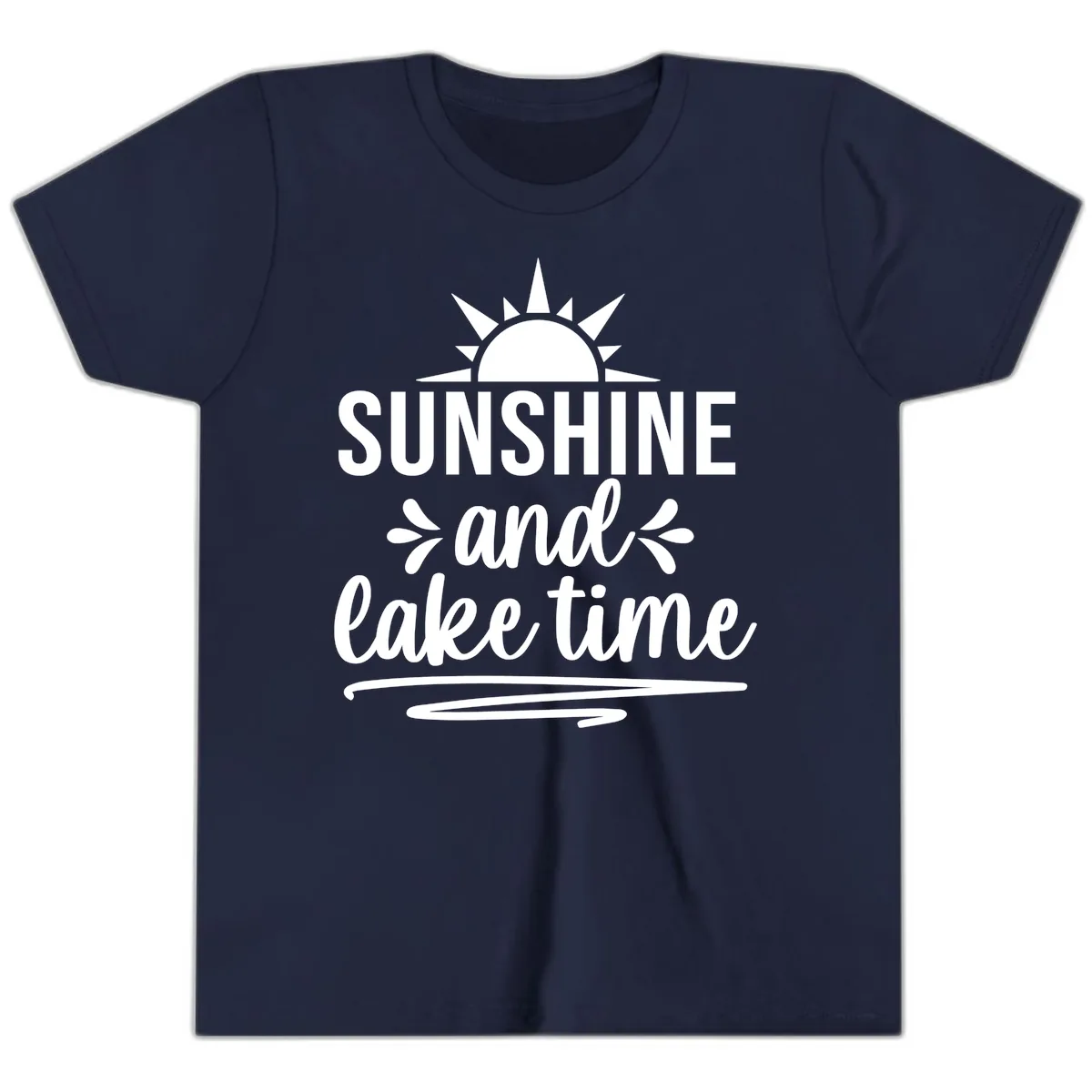 Sunshine And Lake Time Graphic Youth T-Shirt in Navy