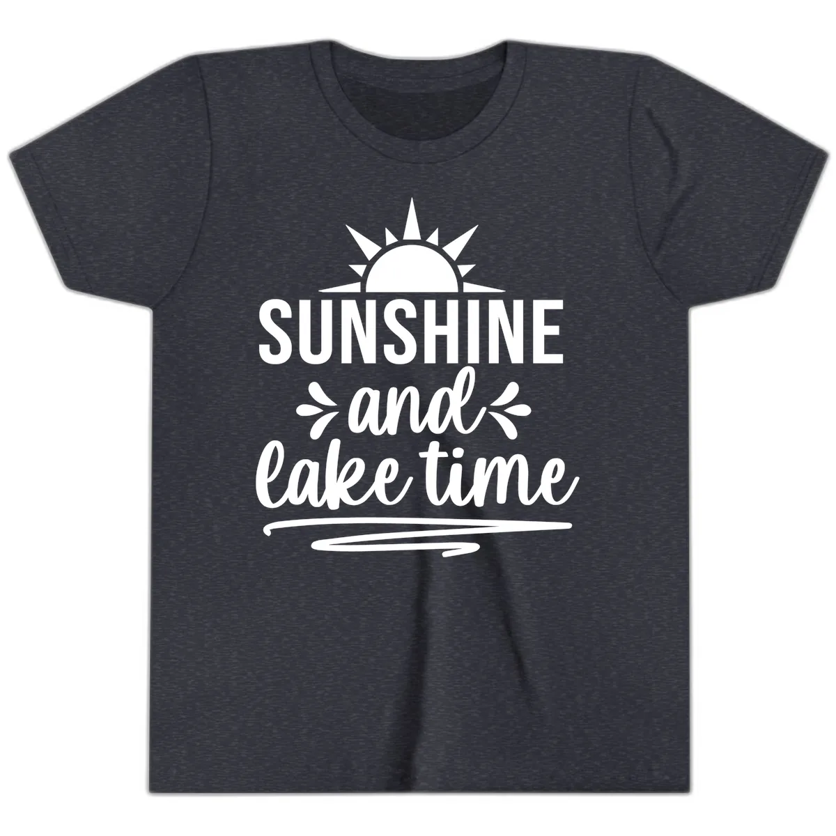 Sunshine And Lake Time Graphic Youth T-Shirt in Heather Navy