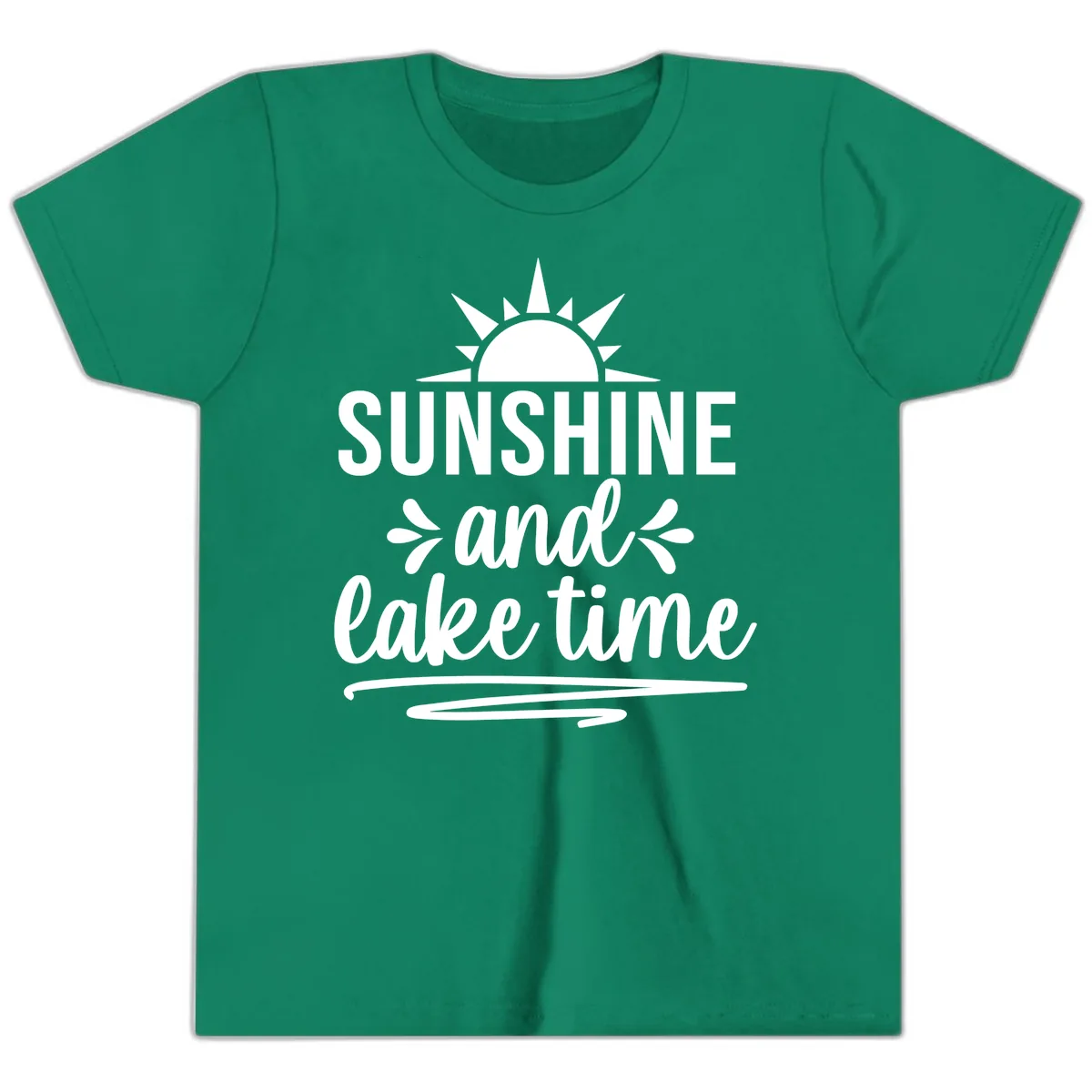 Sunshine And Lake Time Graphic Youth T-Shirt in Kelly