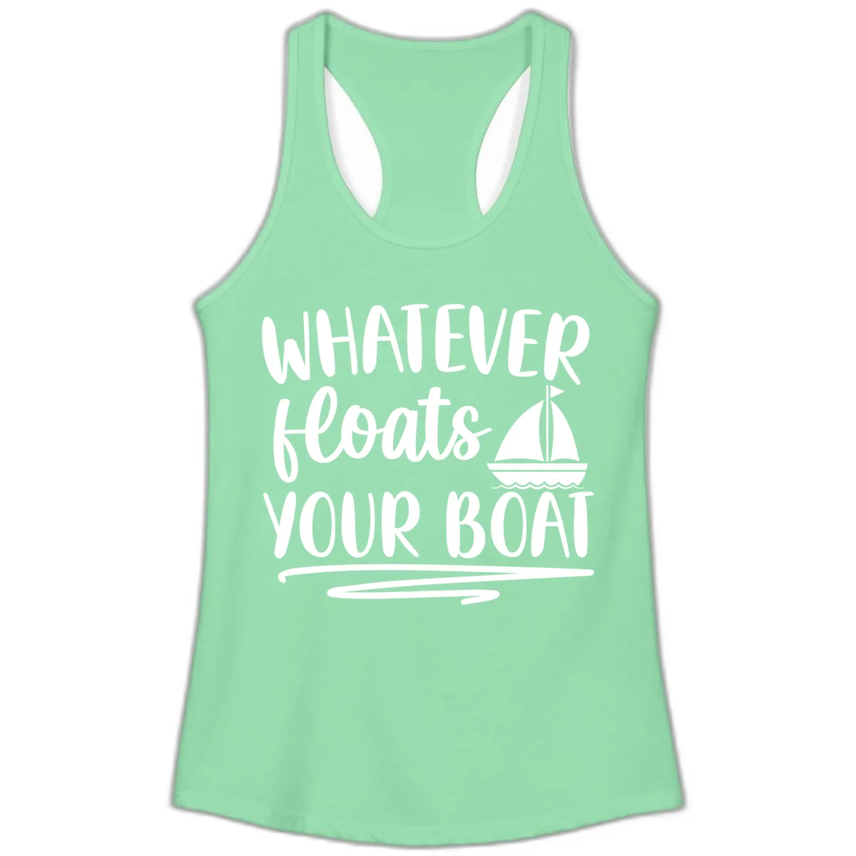 Whatever Floats Your Boat Design Ladies Tank in Solid Mint