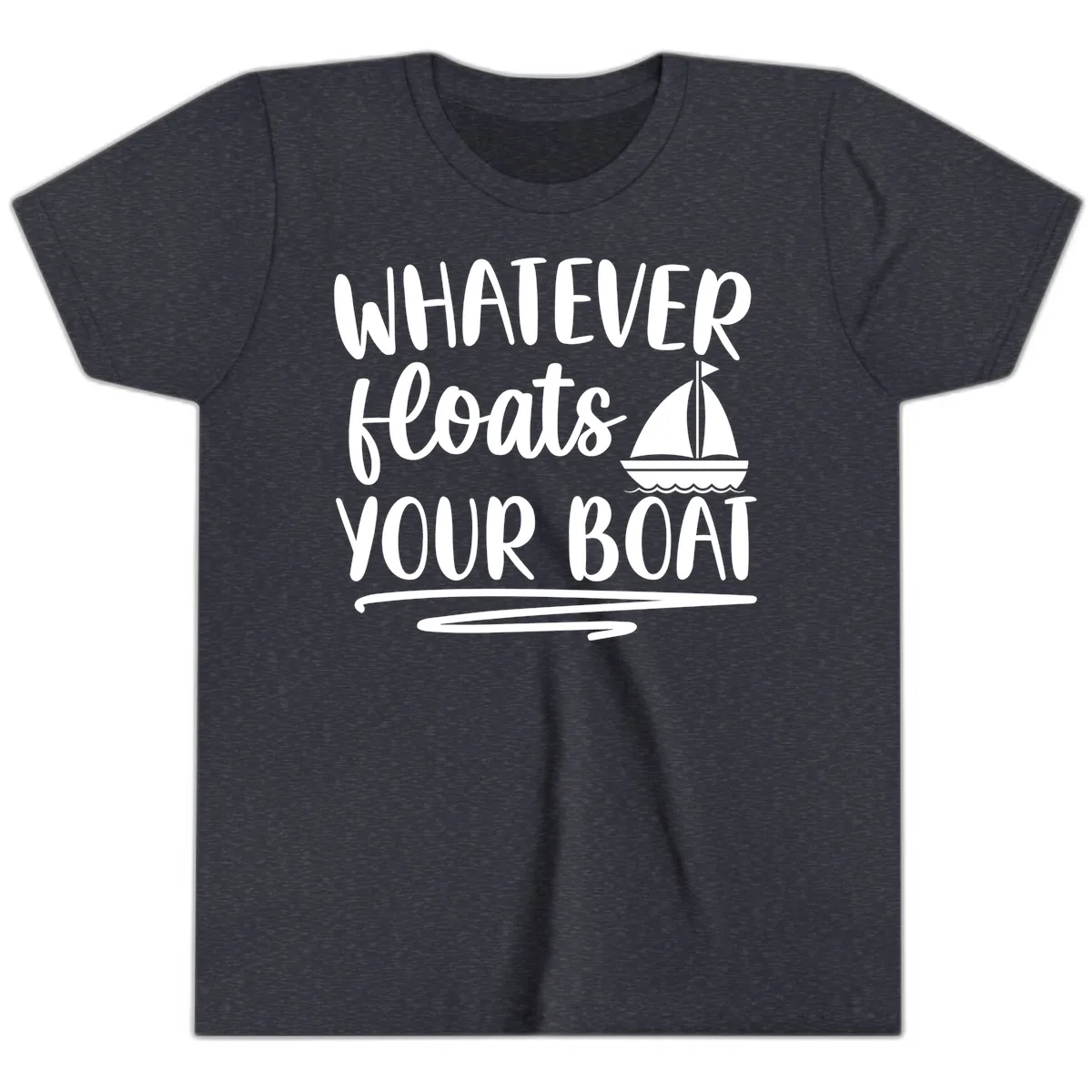 Whatever Floats Your Boat Design Youth T-Shirt in Heather Navy