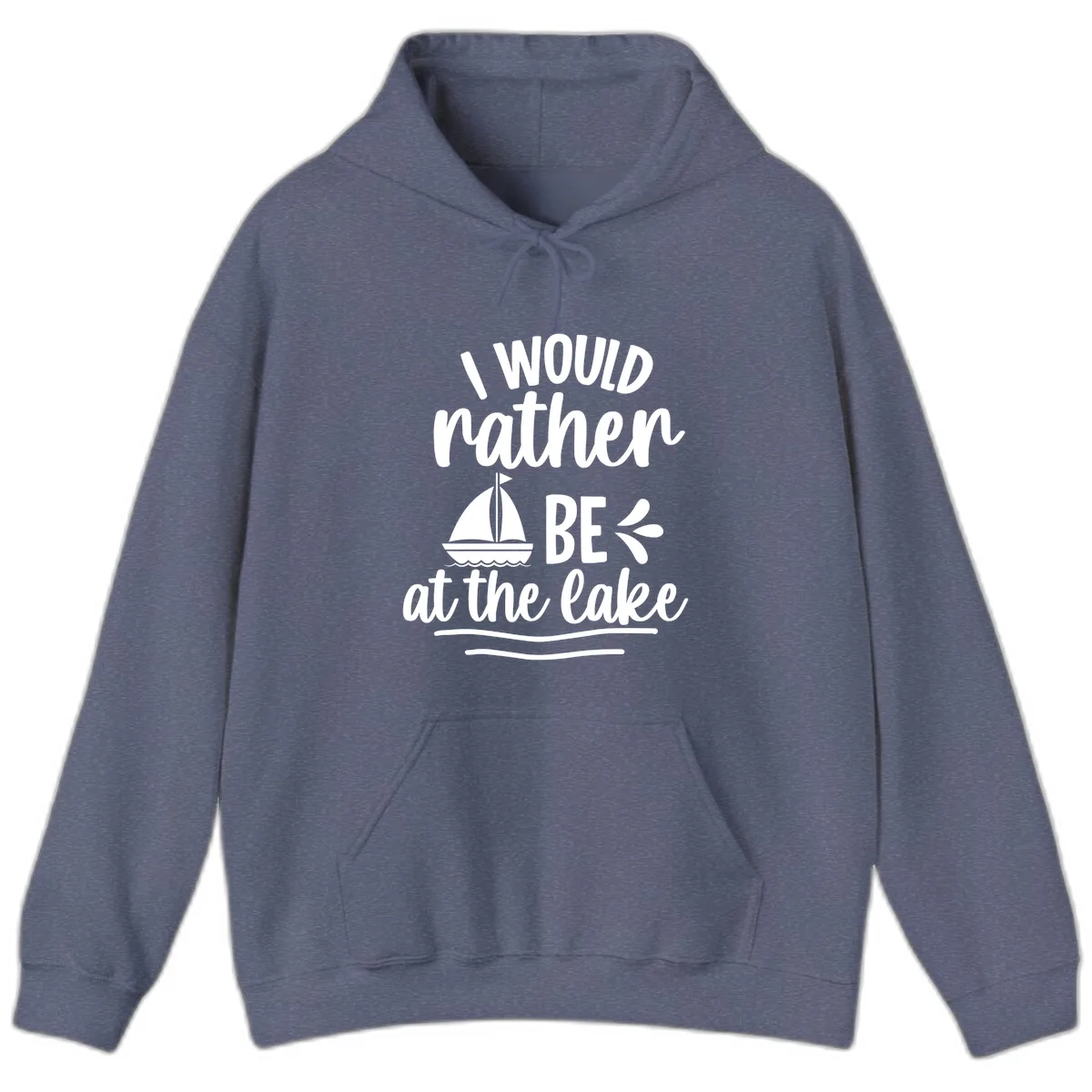 I Would Rather Be At The Lake Hoodie in Heather Navy